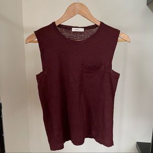 A.L.C. Linen Pocket Front Tank, Maroon Red, Size XS